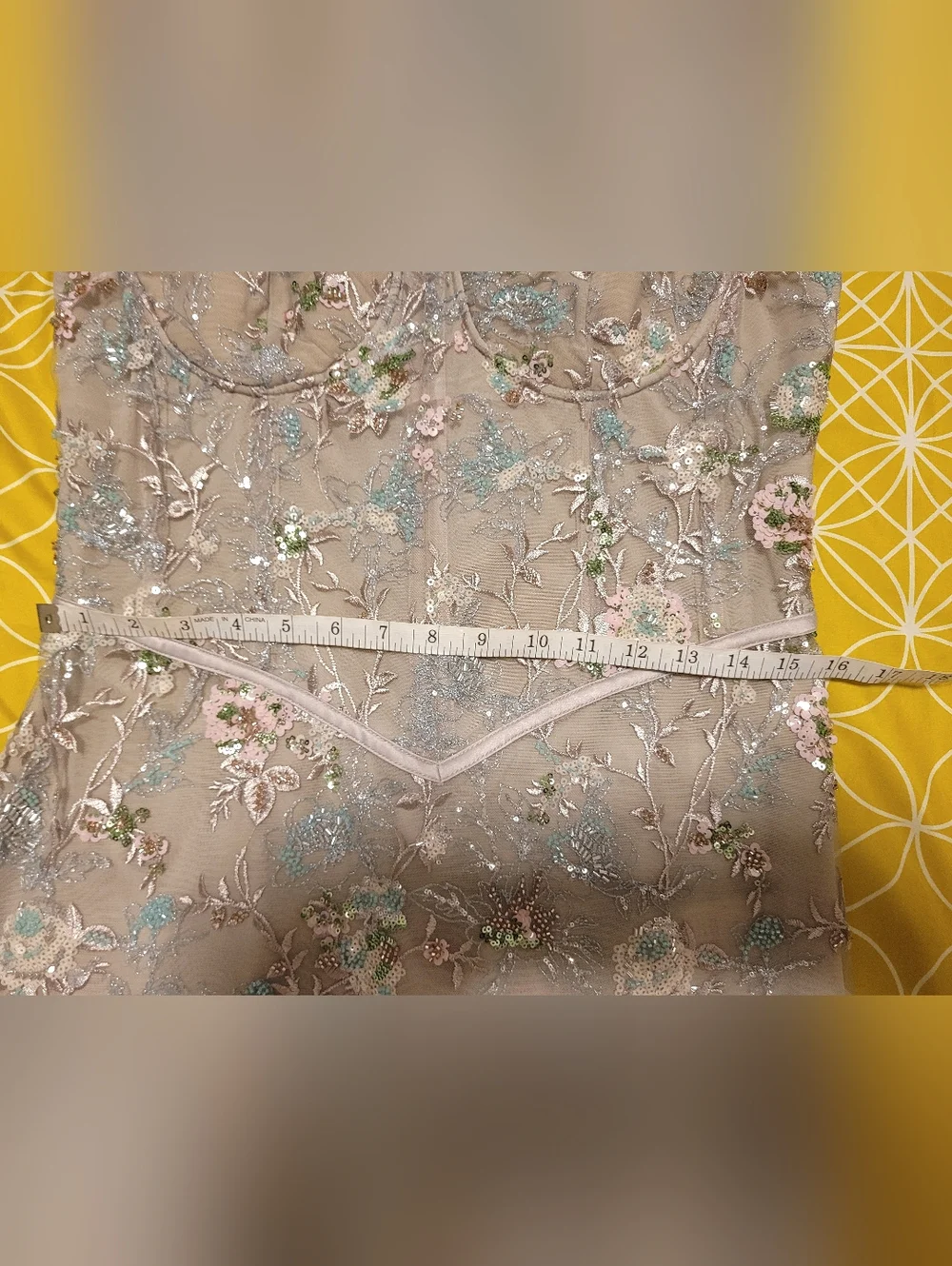 NWOT House of CB Taupe Embroidered Floral Mermaid Gown - Picture 13 of 15